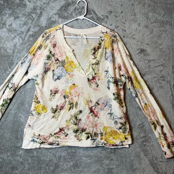Anthropologie Floral 💐🌸🌺🪻🌼🌹 Print‎ Linen Blend Long Sleeve. EUC - Picture 2 of 7